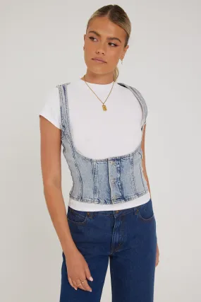 Calvin Klein CK Corset Vest Denim Light