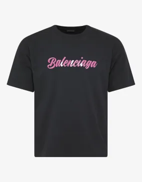 Black T-Shirt with Pink Logo