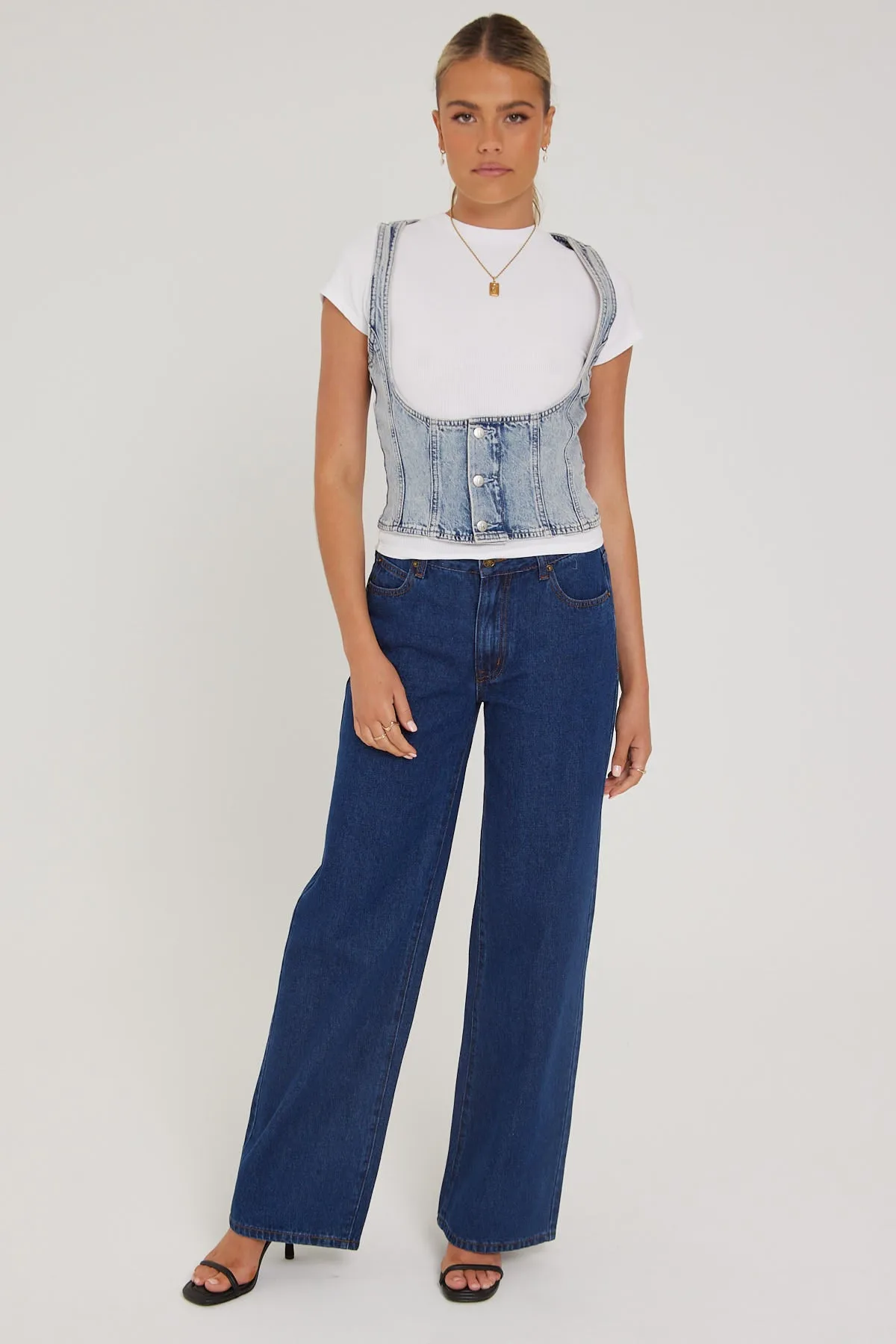 Calvin Klein CK Corset Vest Denim Light