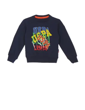 Crew Neck Brand Print Sweatshirt