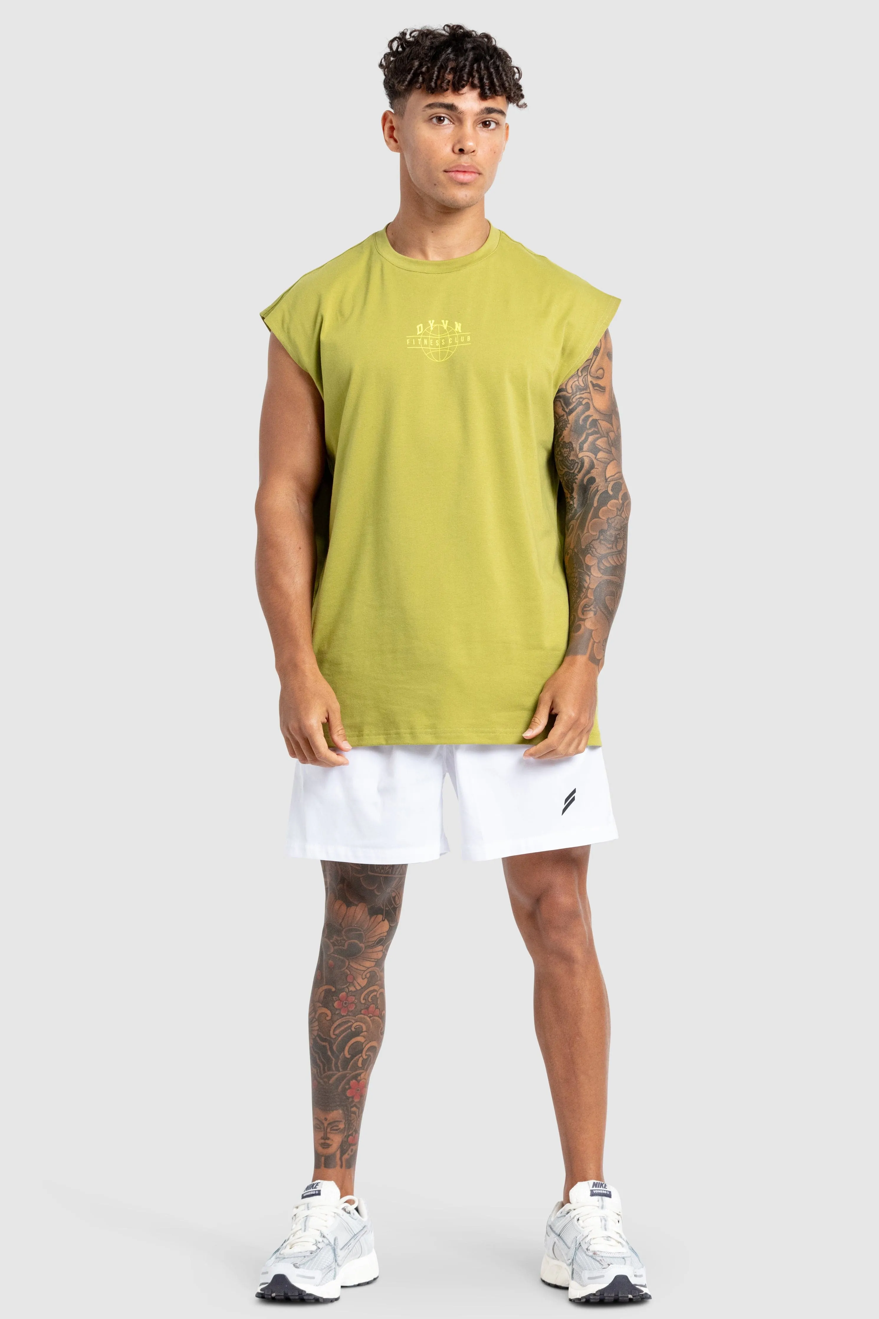 DYVN' Fitness Club Cut Off Tank - Olive Green