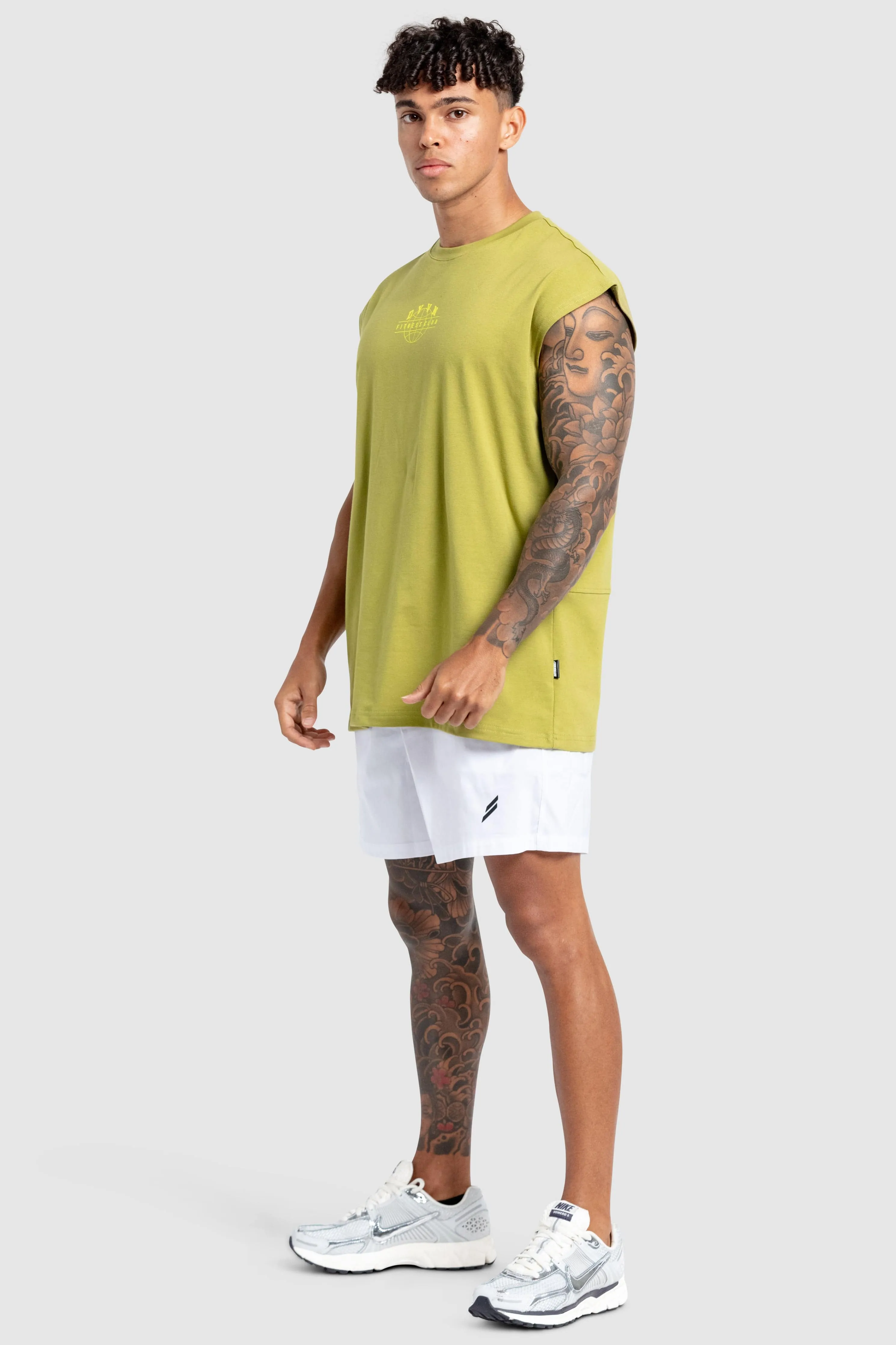 DYVN' Fitness Club Cut Off Tank - Olive Green