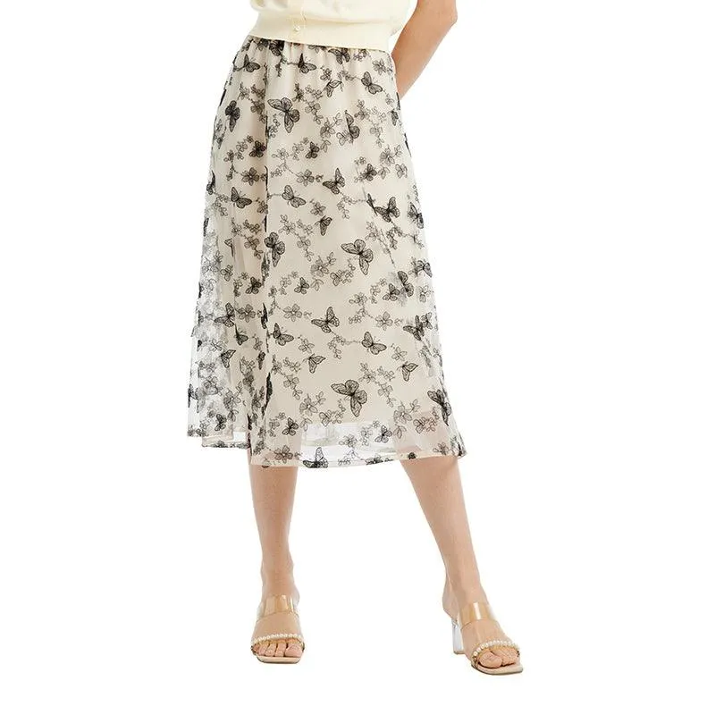 Embroidery Mid-Calf Skirt