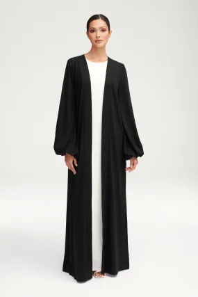 Essential Jersey Open Abaya - Black