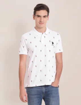 Flag Print Cotton Polo Shirt