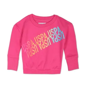 Girls Crew Neck Brand Print Sweatshirt