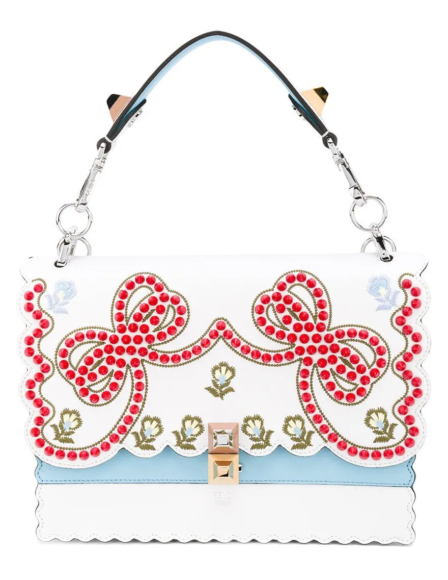 'Kan I' Bag with Embroidery, White