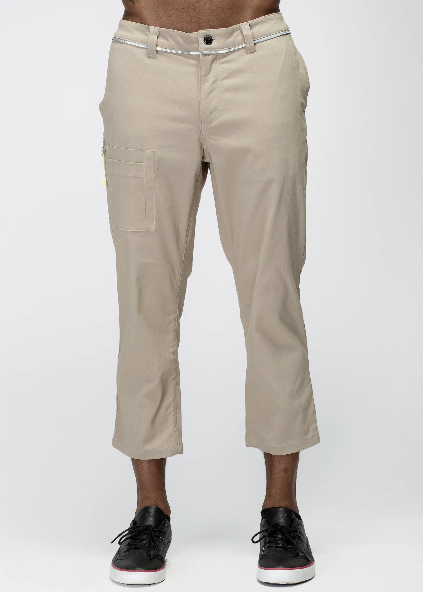 Konus Men's Cropped Side Zip Pants in Tan