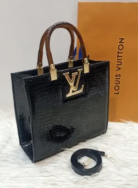 Louis Vuitton Luxury Women's Tote Bag - Stylish Zip Closure with Long Belt (Black)