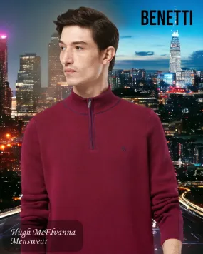 Men's Quarter Zip Benetti 'VERONA' Bordo Pullover