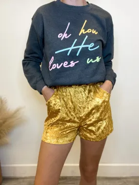 Mustard Vetiver Velvet Shorts