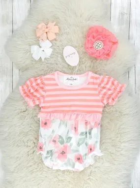 Peach Floral Ruffle Bubble