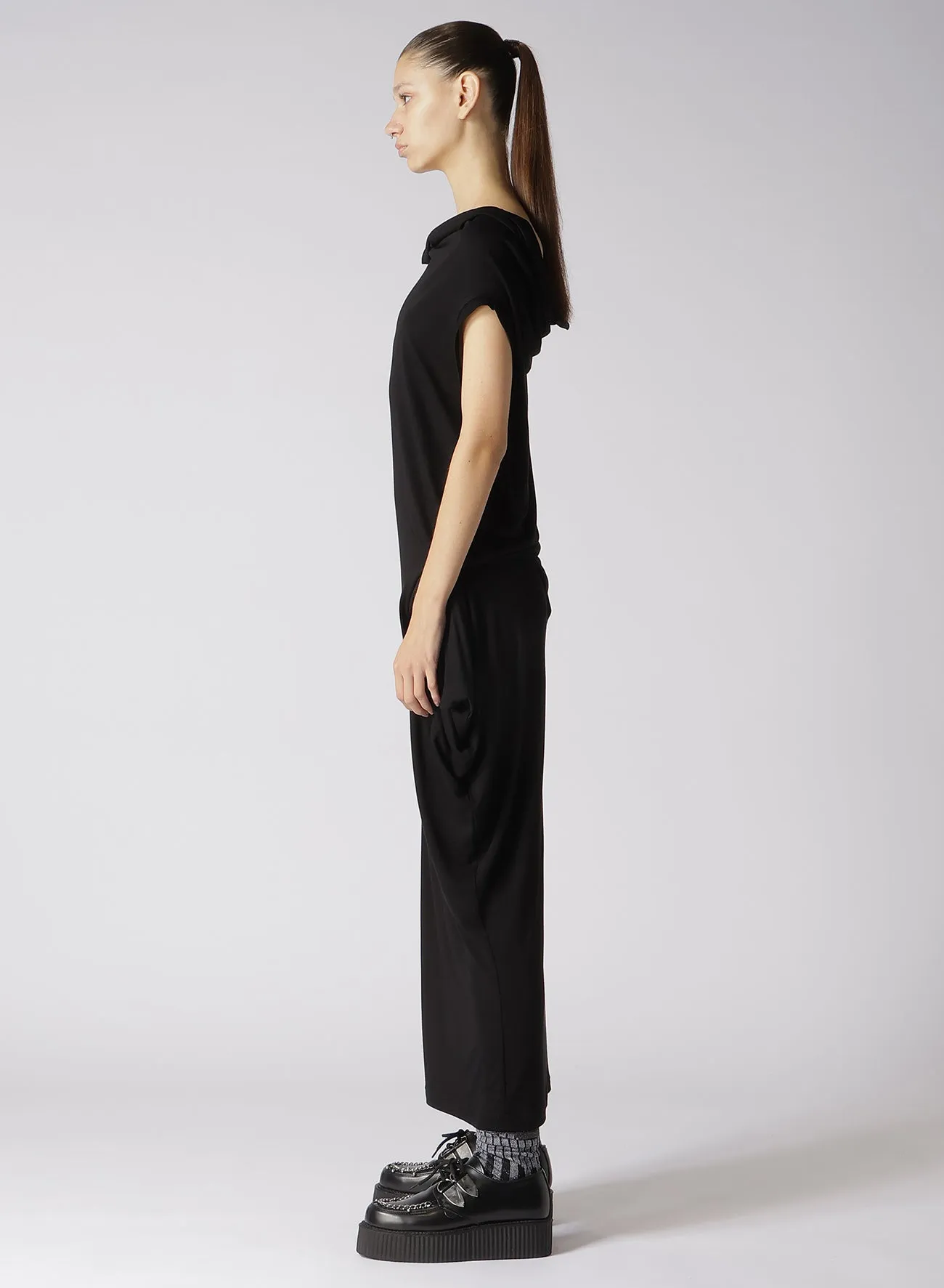 RAYON JERSEY DRAPED DRESS