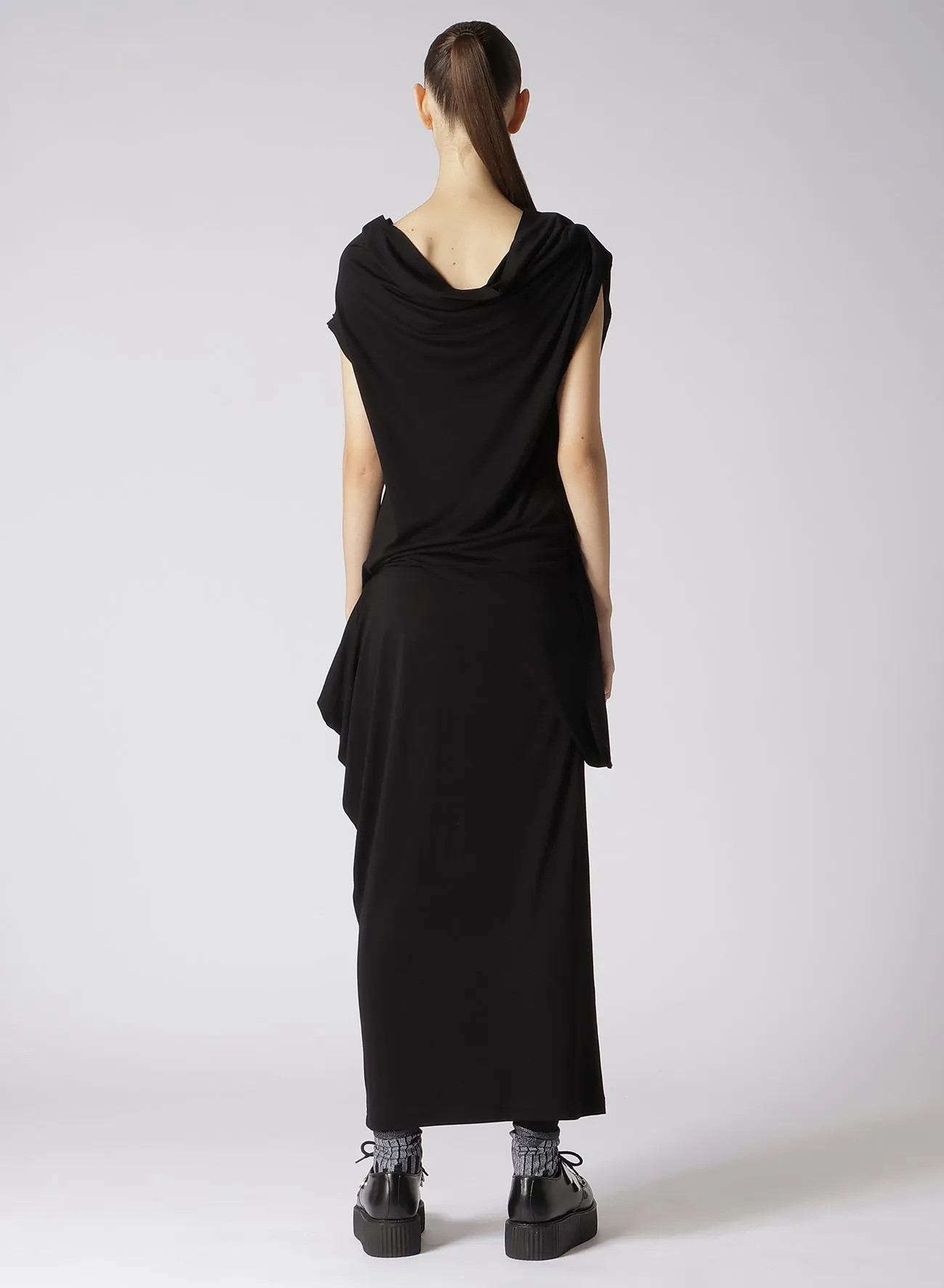 RAYON JERSEY DRAPED DRESS