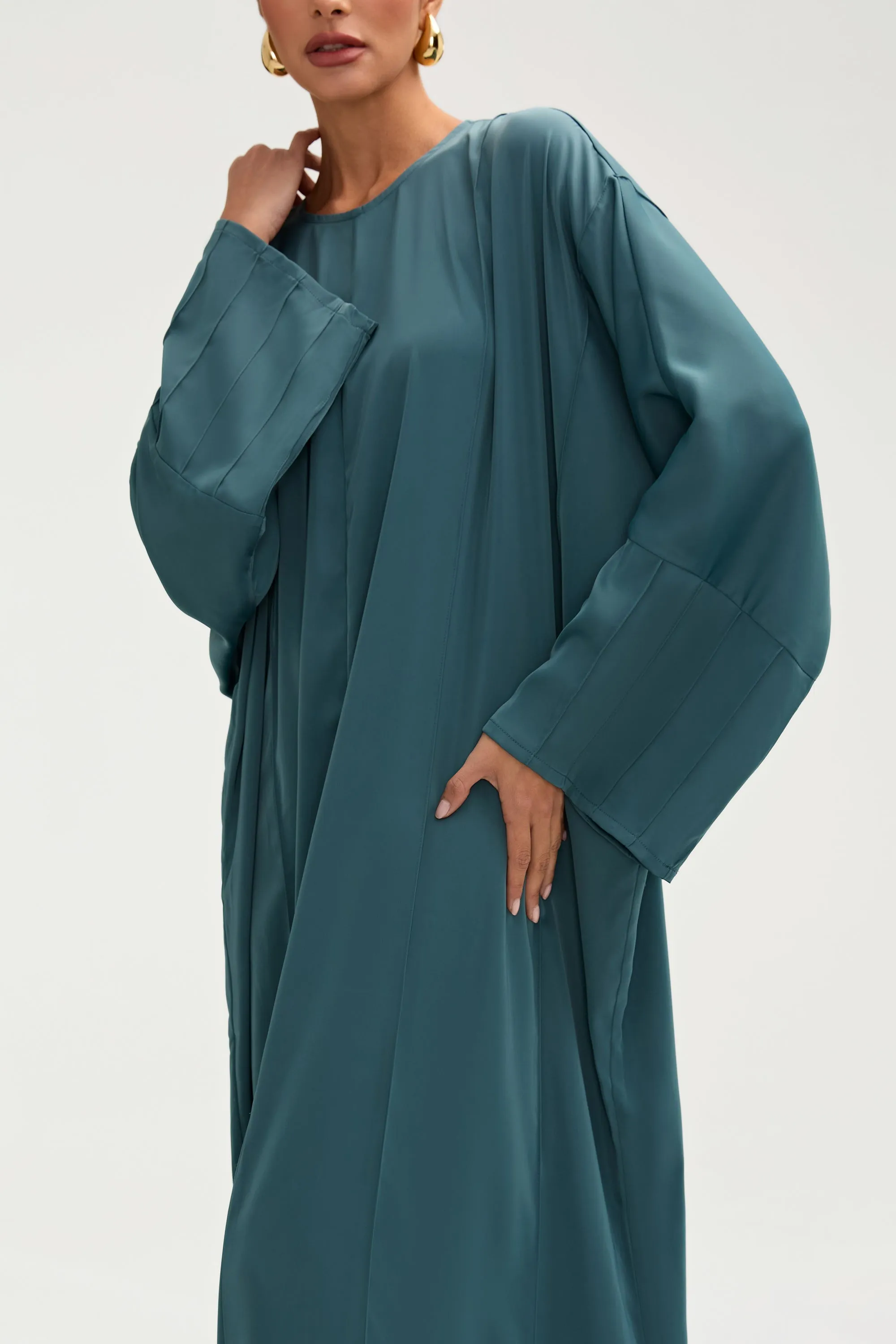 Sidrah Satin Kaftan - Teal