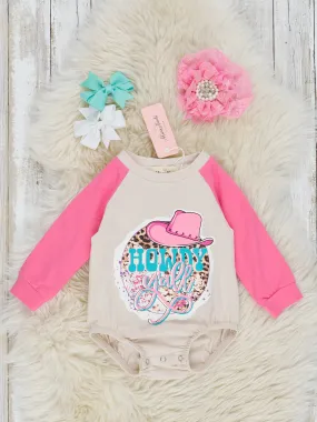 Tan & Pink Leopard Cowgirl Raglan Bubble