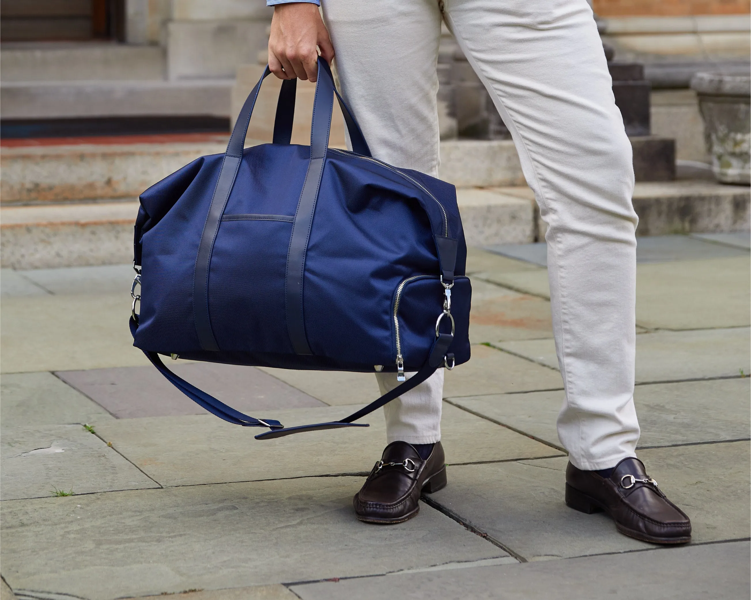 The Byers Duffel Bag: Navy Ballistic - White Embroidery