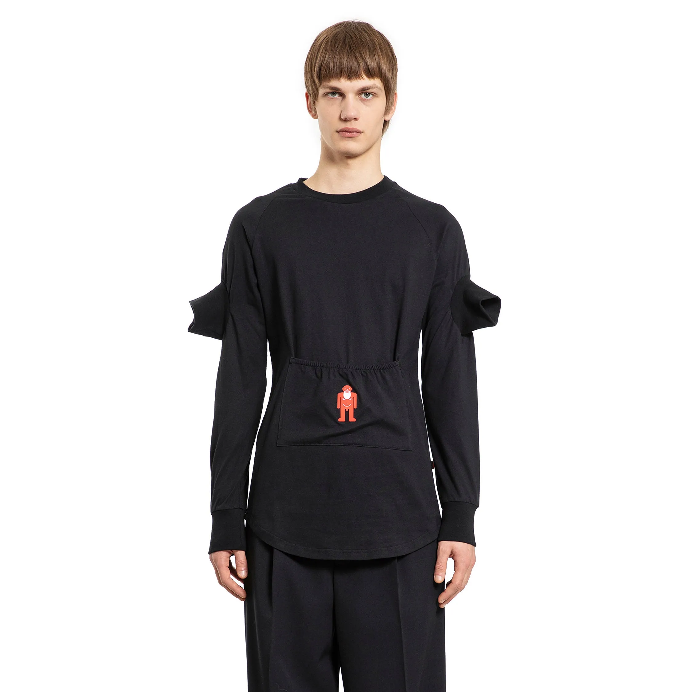 WALTER VAN BEIRENDONCK MAN BLACK T-SHIRTS & TANK TOPS