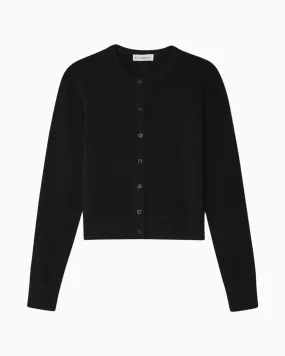 White   Warren Crewneck Cardigan in Black